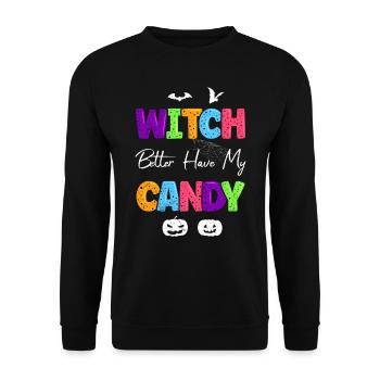 Halloween Costume Kids WITCH BETTER HAVE MY CANDY - Unisex Sweatshirt - black - Front - Alina (178cm) & Michal (187cm)