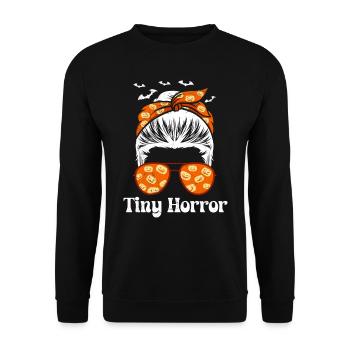 Halloween Kinder Kostüm KLEINER SCHRECKEN Lustig - Unisex Pullover - Schwarz - Vorne - Alina (178cm) & Michal (187cm)