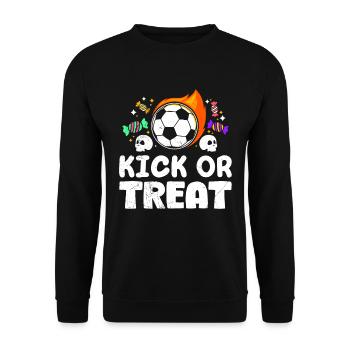 Halloween Party KICK OR TREAT Football Fan - Unisex Sweatshirt - black - Front - Alina (178cm) & Michal (187cm)