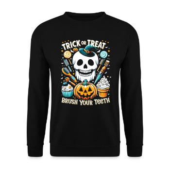 Halloween Costume Kids TRICK OR TREAT BRUSH YOUR - Unisex Sweatshirt - black - Front - Alina (178cm) & Michal (187cm)