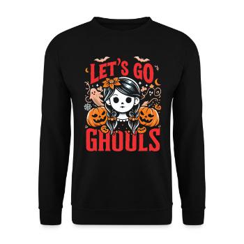 Halloween Costume LET'S GO GHOULS Funny - Unisex Sweatshirt - black - Front - Alina (178cm) & Michal (187cm)