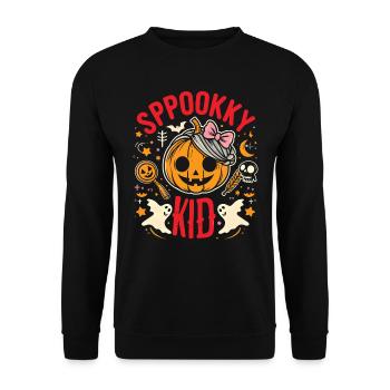 Costume d’Halloween SPOOKY KID Drôle Halloween - Sweat-shirt Unisexe - noir - Devant - Alina (178cm) & Michal (187cm)