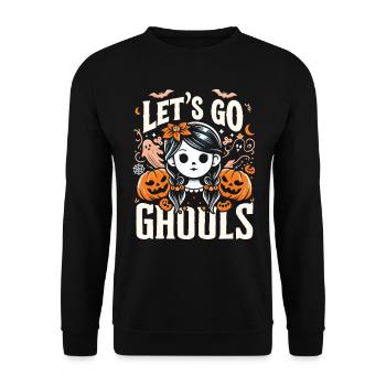 Halloween Costume LET'S GO GHOULS Funny - Unisex Sweatshirt - black - Front - Alina (178cm) & Michal (187cm)
