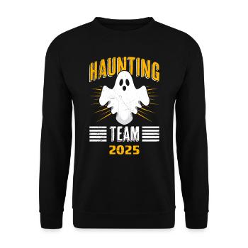 Halloween Kostüm Kinder HAUNTING TEAM 2025 - Unisex Pullover - Schwarz - Vorne - Alina (178cm) & Michal (187cm)