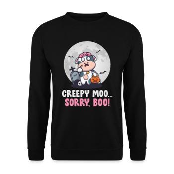 Halloween CREEPY MOO DÉSOLÉ BOO ! Fête amusante - Sweat-shirt Unisexe - noir - Devant - Alina (178cm) & Michal (187cm)