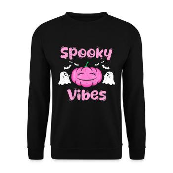 Halloween Girl SPOOKY VIBES Halloween Party - Unisex Sweatshirt - black - Front - Alina (178cm) & Michal (187cm)