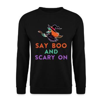 Costume d’Halloween SAY BOO AND SCARY ON Kids - Sweat-shirt Unisexe - noir - Devant - Alina (178cm) & Michal (187cm)