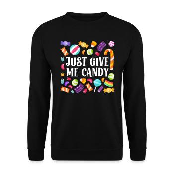 Halloween Enfants JUST GIVE ME CANDY Fun - Sweat-shirt Unisexe - noir - Devant - Alina (178cm) & Michal (187cm)