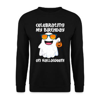 Fête d’Halloween JE FÊTE MON ANNIVERSAIRE - Sweat-shirt Unisexe - noir - Devant - Alina (178cm) & Michal (187cm)