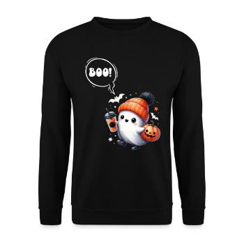 Halloween Costume Kids BOOO Funny Girl - Unisex Sweatshirt - black - Front - Alina (178cm) & Michal (187cm)