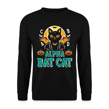 Halloween Kids ALPHA BAT CAT Funny Halloween - Unisex Sweatshirt - black - Front - Alina (178cm) & Michal (187cm)