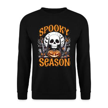 Halloween Kostüm Kinder SPOOKY SEASON FAN Lustig - Unisex Pullover - Schwarz - Vorne - Alina (178cm) & Michal (187cm)