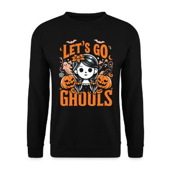 Halloween Costume LET'S GO GHOULS Funny - Unisex Sweatshirt - black - Front - Alina (178cm) & Michal (187cm)