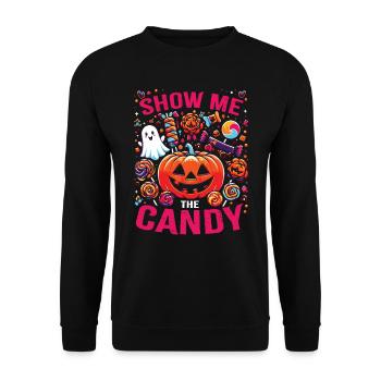 Costume d’Halloween MONTRE-MOI LES BONBONS Drôle - Sweat-shirt Unisexe - noir - Devant - Alina (178cm) & Michal (187cm)