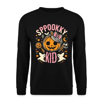 Costume d’Halloween SPOOKY KID Drôle Halloween - Sweat-shirt Unisexe - noir - Devant - Alina (178cm) & Michal (187cm)