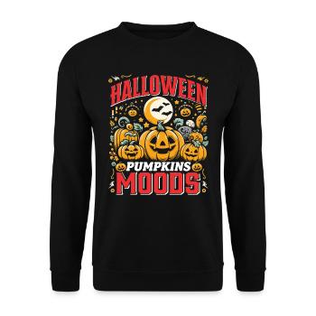 HALLOWEEN PUMPKIN MOODS Funny Halloween - Unisex Sweatshirt - black - Front - Alina (178cm) & Michal (187cm)