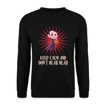 Halloween RESTEZ CALME ET NE FAITES PAS BLA-BLA Drôle - Sweat-shirt Unisexe - noir - Devant - Alina (178cm) & Michal (187cm)