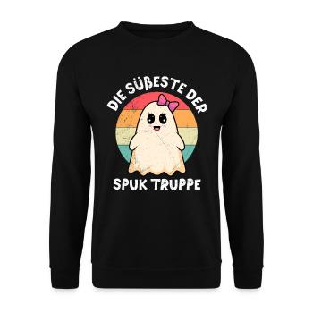 Halloween Mädchen DIE SÜßESTE DER SPUK TRUPPE - Unisex Pullover - Schwarz - Vorne - Alina (178cm) & Michal (187cm)