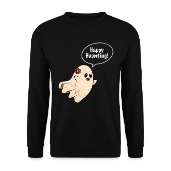 Halloween Kostüm Kinder FRÖHLICHES SPUKEN - Unisex Pullover - Schwarz - Vorne - Alina (178cm) & Michal (187cm)