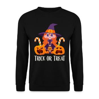 Halloween Kids TRICK OR TREAT Fête amusante - Sweat-shirt Unisexe - noir - Devant - Alina (178cm) & Michal (187cm)