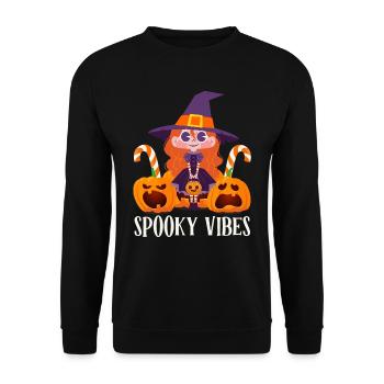 Fête d’Halloween AMBIANCE EFFRAYANTE Drôle Halloween - Sweat-shirt Unisexe - noir - Devant - Alina (178cm) & Michal (187cm)