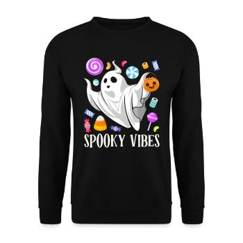 Fête d’Halloween AMBIANCE EFFRAYANTE Drôle Halloween - Sweat-shirt Unisexe - noir - Devant - Alina (178cm) & Michal (187cm)