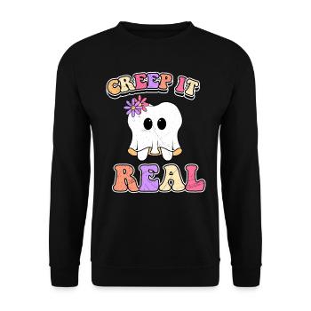 Halloween Kostüm Kinder CREEP IT REAL Lustiges - Unisex Pullover - Schwarz - Vorne - Alina (178cm) & Michal (187cm)