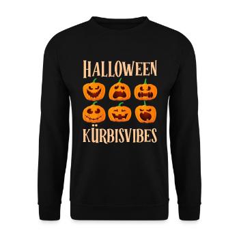 HALLOWEEN PUMPKIN VIBES Funny Halloween - Unisex Sweatshirt - black - Front - Alina (178cm) & Michal (187cm)