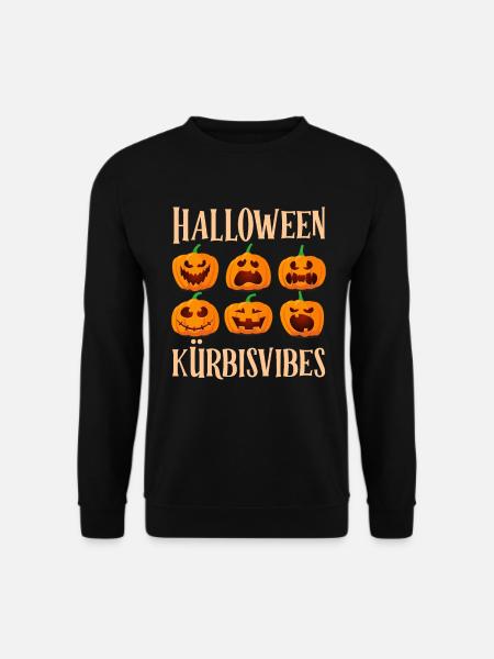 HALLOWEEN KÜRBIS VIBES Lustiges Halloween - Unisex Pullover - Schwarz