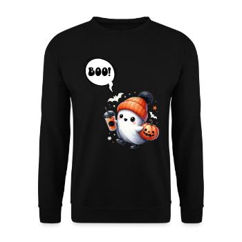Halloween Costume Kids BOOO Funny Girl - Unisex Sweatshirt - black - Front - Alina (178cm) & Michal (187cm)