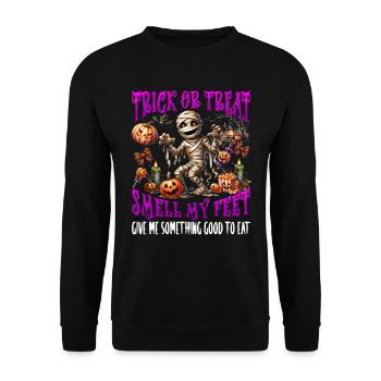 Halloween TRICK OR TREAT DONNEZ-MOI QUELQUE CHOSE DE BIEN - Sweat-shirt Unisexe - noir - Devant - Alina (178cm) & Michal (187cm)