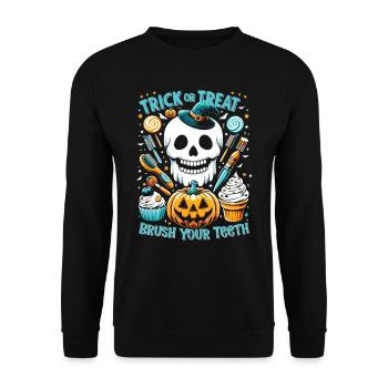 Halloween Costume Kids TRICK OR TREAT BRUSH YOUR - Unisex Sweatshirt - black - Front - Alina (178cm) & Michal (187cm)