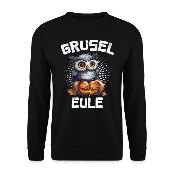 Halloween Kostüm Kinder GRUSEL EULE Gruseliges - Unisex Pullover - Schwarz - Vorne - Alina (178cm) & Michal (187cm)
