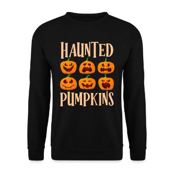 Halloween Kostüm Kinder HAUNTED PUMPKINS Lustig - Unisex Pullover - Schwarz - Vorne - Alina (178cm) & Michal (187cm)