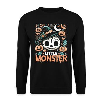 Halloween Costume Kids LITTLE MONSTER Funny - Unisex Sweatshirt - black - Front - Alina (178cm) & Michal (187cm)