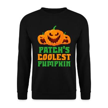 Halloween Kids PATCH'S COOLEST PUMKIN Halloween - Unisex Sweatshirt - black - Front - Alina (178cm) & Michal (187cm)