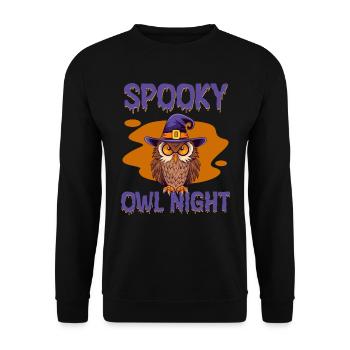 Halloween GRUSEL EULE Lustiges Halloween - Unisex Pullover - Schwarz - Vorne - Alina (178cm) & Michal (187cm)