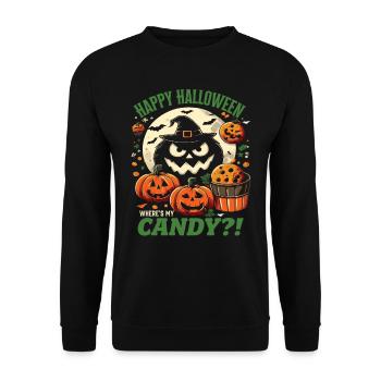 HAPPY HALLOWEEN CANDY?! Funny Halloween Costume - Unisex Sweatshirt - black - Front - Alina (178cm) & Michal (187cm)
