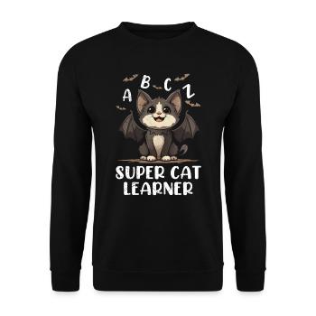 Halloween Costume Kids SUPER CAT LEARNER Funny - Unisex Sweatshirt - black - Front - Alina (178cm) & Michal (187cm)