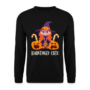 Halloween Party HAUNTINGLY CUTE Funny Girl - Unisex Sweatshirt - black - Front - Alina (178cm) & Michal (187cm)