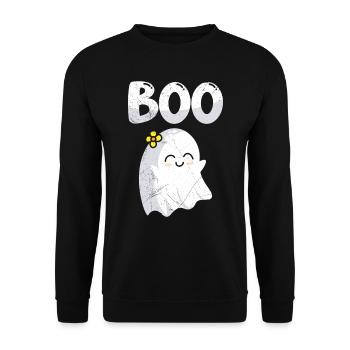Halloween Kostüm Kinder HUI Lustiges Gespenster - Unisex Pullover - Schwarz - Vorne - Alina (178cm) & Michal (187cm)