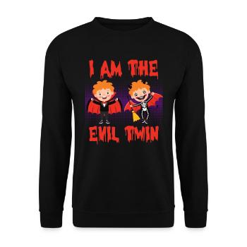 Halloween Costume I'M THE EVIL TWIN Funny - Unisex Sweatshirt - black - Front - Alina (178cm) & Michal (187cm)