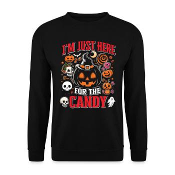 Fête d’Halloween JE SUIS JUSTE LÀ POUR LES BONBONS Drôle - Sweat-shirt Unisexe - noir - Devant - Alina (178cm) & Michal (187cm)