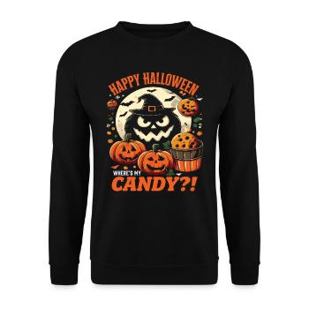 HAPPY HALLOWEEN CANDY?! Funny Halloween Costume - Unisex Sweatshirt - black - Front - Alina (178cm) & Michal (187cm)