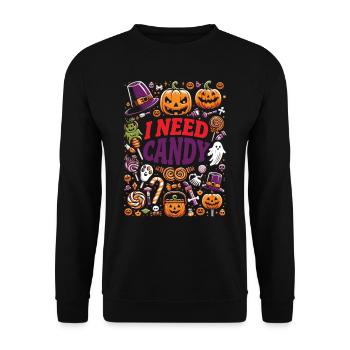 Costume d’Halloween Enfants J’AI BESOIN DE BONBONS DRÔLE - Sweat-shirt Unisexe - noir - Devant - Alina (178cm) & Michal (187cm)
