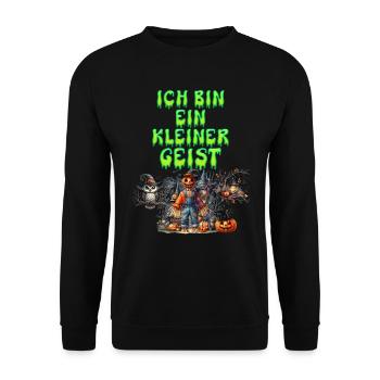 Halloween Kostüm ICH BIN EIN KLEINER GEIST Lustig - Unisex Pullover - Schwarz - Vorne - Alina (178cm) & Michal (187cm)