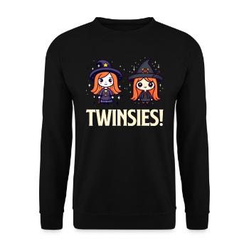 Halloween TWIN Look Drôle Sorcières Halloween - Sweat-shirt Unisexe - noir - Devant - Alina (178cm) & Michal (187cm)