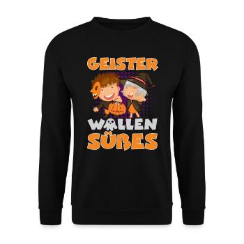 Halloween GHOSTS WANT SWEET Funny Kids - Sweat-shirt Unisexe - noir - Devant - Alina (178cm) & Michal (187cm)