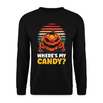Costume d’Halloween Enfants OÙ SONT MES BONBONS ? Horreur - Sweat-shirt Unisexe - noir - Devant - Alina (178cm) & Michal (187cm)