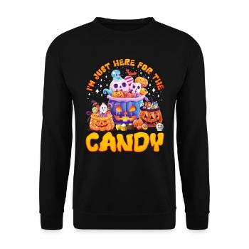 Fête d’Halloween JE SUIS ICI POUR LES BONBONS Drôle - Sweat-shirt Unisexe - noir - Devant - Alina (178cm) & Michal (187cm)